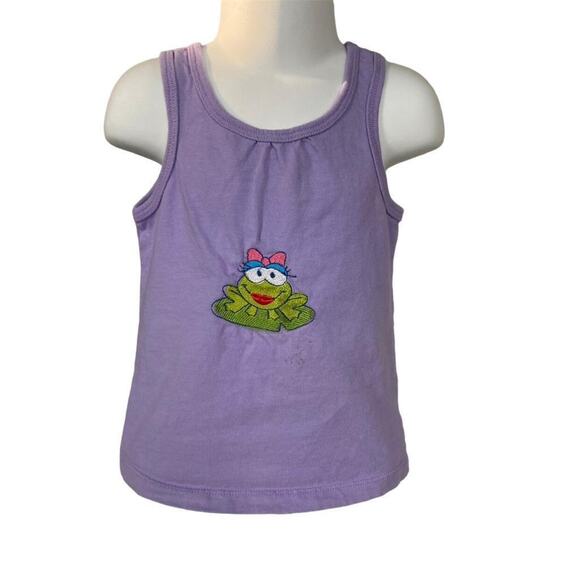 Girls 3T Garanimals Purple Tank Top Handmade Embroidered Princess Frog Tee - Picture 1 of 2